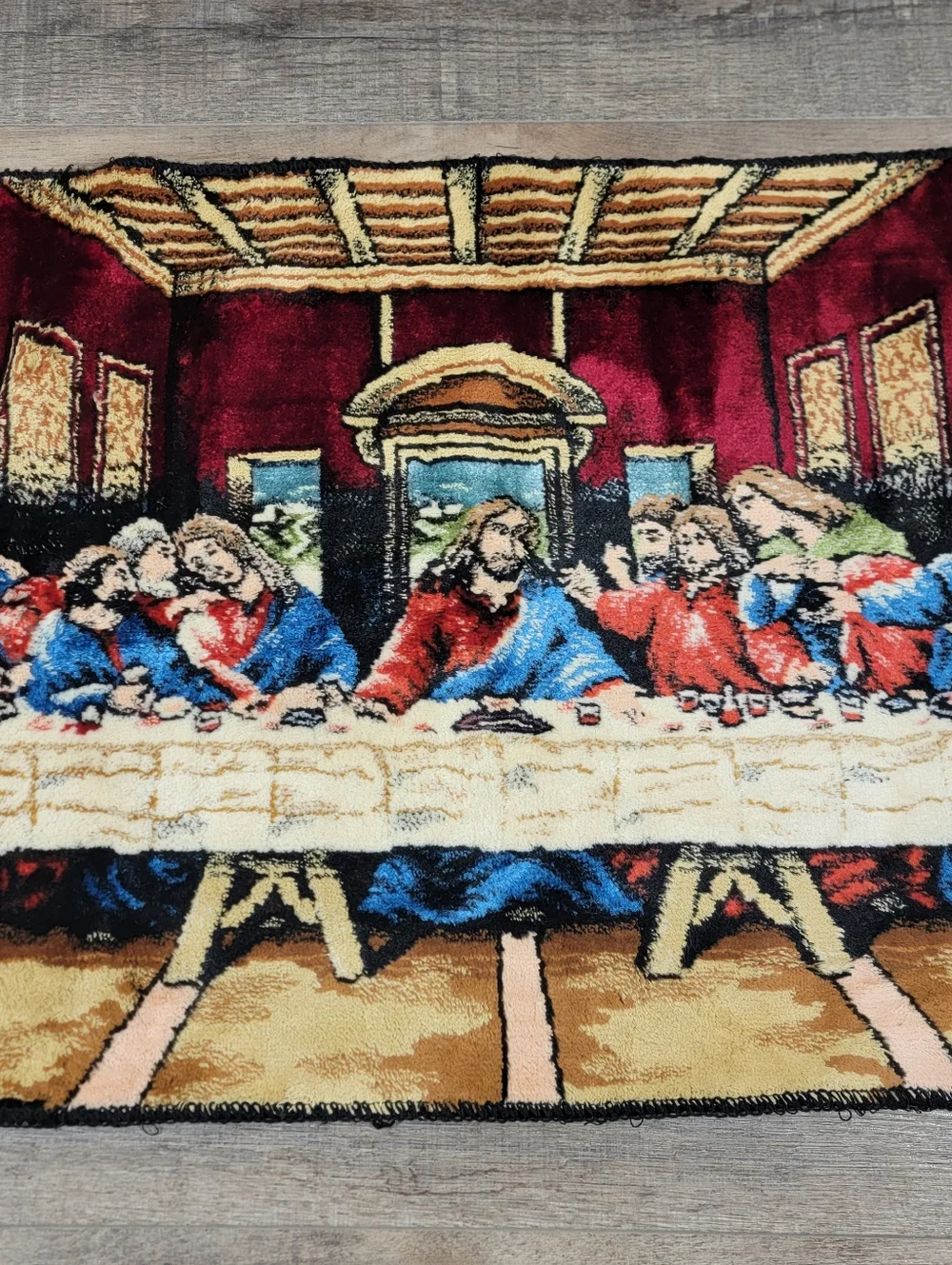 Vintage MCM Tapestry Large Last Supper 38”X19.5” Religious Disciples Easter